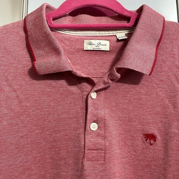 Palm Beach 2XL Classic Fit Vermillion Red and white 3 button golf polo shirt - Picture 6 of 10